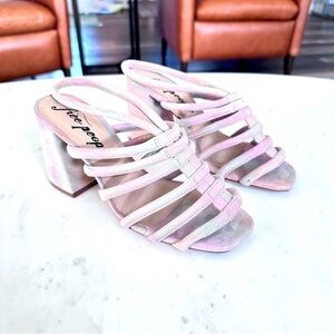 Free People Colette Strappy Platform Sandal in Rainbow Metallic Brand New Size 7
